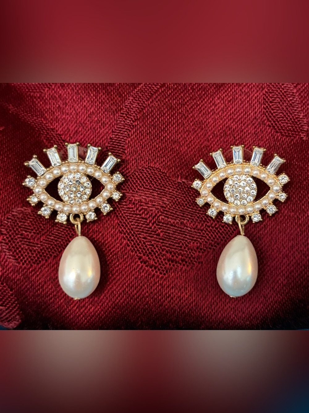 3/$30✨ SUGARFIX by BaubleBar Rhinestone Pearl Evil Eye Drop Earring 2020s